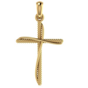 14k Solid Gold Rope Design Cross Pendant, Gold Rope Cross Pendant, Unisex Cross, Cross Gold Pendant, Gift for Her, Religious Gift