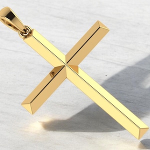 14k Solid Gold Simple Cross Pendant, Simple Gold Cross Pendant , Unisex Gold Cross, Basic Cross Gold Pendant, Gift for Her