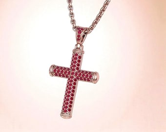 クロス ルビー ペンダント 並行輸入品】[Gem Stone King] 2.5カラット シンセティック ルビー