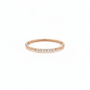 14K Gold Dainty Diamond Ring, 1-13 Diamond Thin Stackable Wedding Band ...