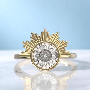 14k Solid Gold 1 Carat IGI Certified Evil Eye Round Diamond Ring, Evil Eye Diamond Statement Ring, Evil Eye Diamond Jewelry for Her