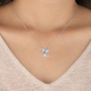 14k Solid Gold 3 Diamond Necklace, Pear Shape, Oval & Emerald Cut Diamond Necklace, Trio Diamond Necklace for Her, Anniversary Gift Diamond