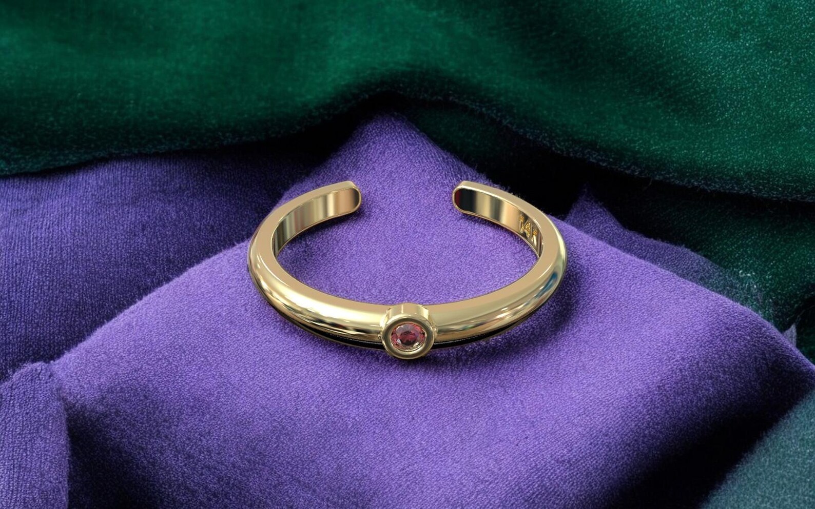 14k, 18k Solid Gold Women's Toe Ring With Birthstone, Dome Toe Ring ...