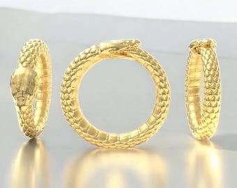 14k Solid Gold Snake Statement Ring, 14k Gold Snake Ring, Statement Ring for Women, Dainty Gold Serpent Ring, Snake Wraparound Ring for Her