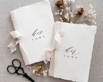 Wedding Vow Books, Personalized His and Hers Vow Books, Wedding Gift, Vow Books set of 2, vow books with ribbon, Handmade Paper Vow Book