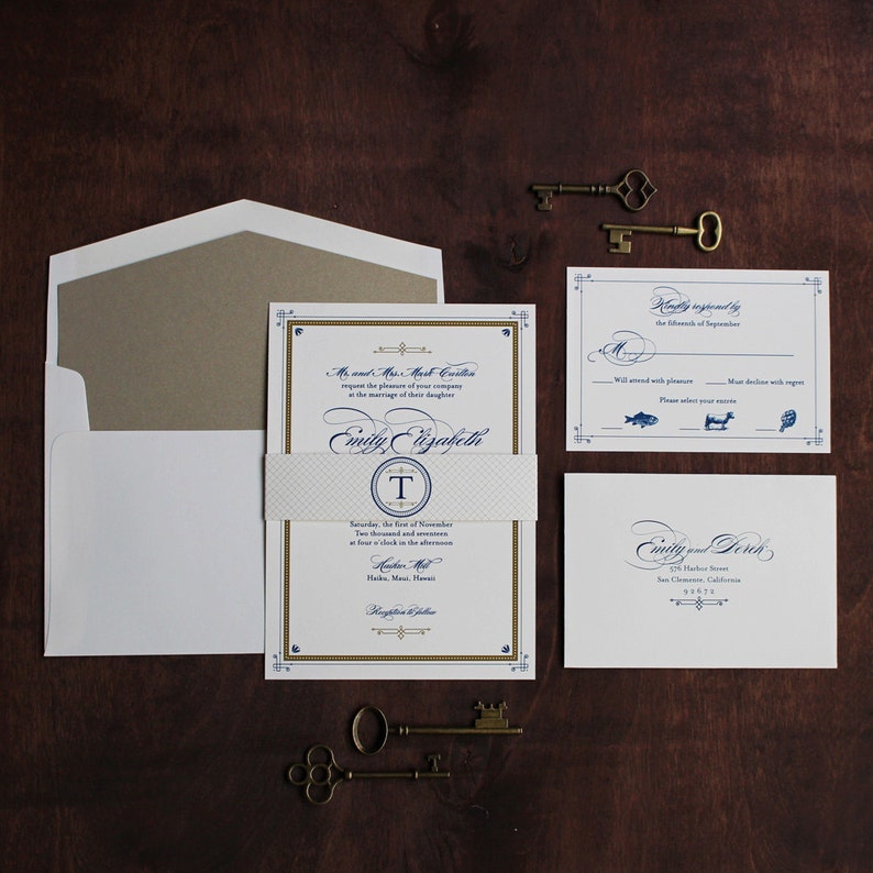 Elegant Invitation Vintage Book Invitation Art Deco Wedding Invitation Sophisticated Invitation Great Gatsby Invitation DEPOSIT