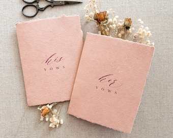 Personalized His and Hers Vow Books, Custom Vow Books, Vow Books set of 2, Handmade Paper Vow Book, Wedding Gift, Wedding Keepsake