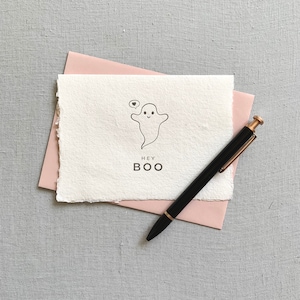 Hey Boo // ghost card, halloween card, funny card, cute ghost, boo, handmade paper card image 1