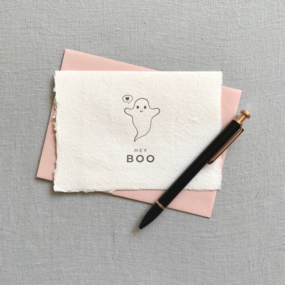 Hey Boo Ghost Card: Funny Halloween Handmade Paper Card