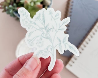 Vintage floral Sticker // florals sticker, flower sticker, blue flowers, laptop sticker, vinyl sticker, water bottle sticker