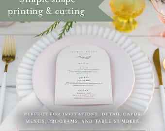 Tu diseño impreso en una forma personalizada, troquelado, corte láser, invitación con soporte, programas, menús, números de mesa