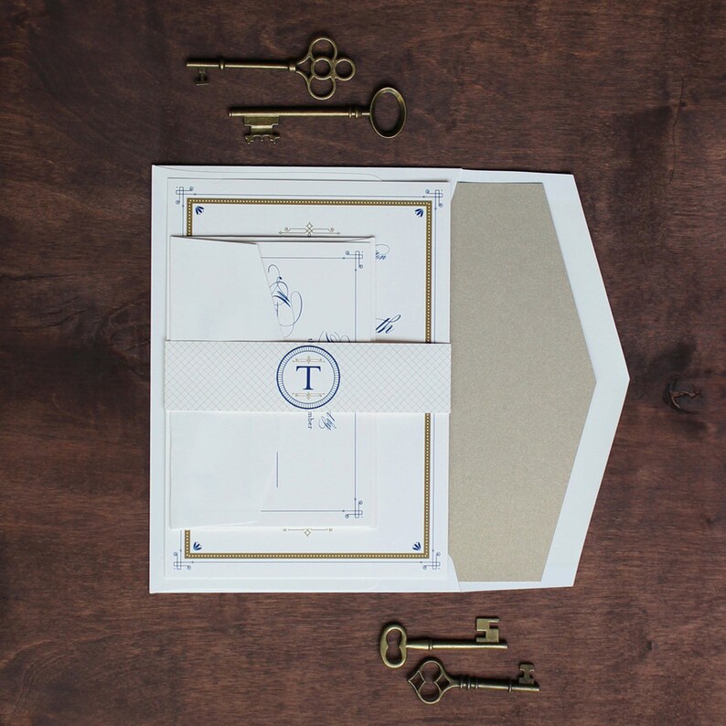 Elegant Invitation Vintage Book Invitation Art Deco Wedding Invitation Sophisticated Invitation Great Gatsby Invitation DEPOSIT