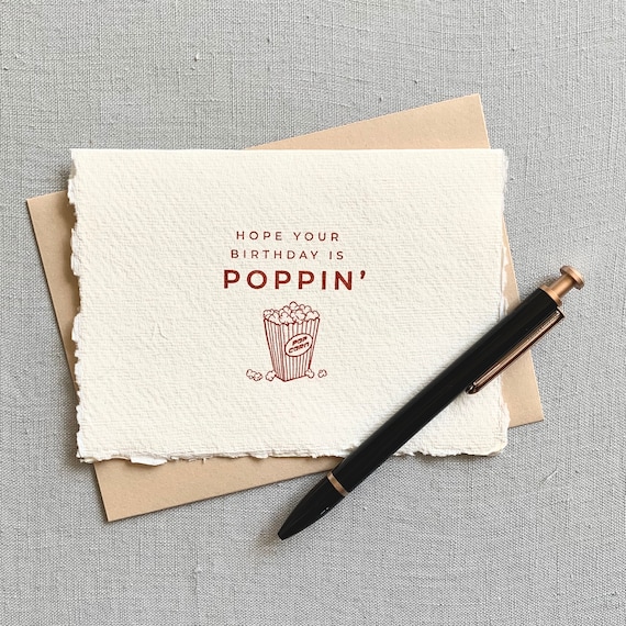 Funny Popcorn Birthday Card: Handmade Paper Card