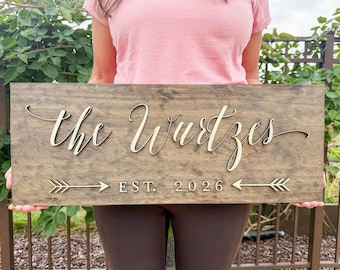 Personalized Wood Sign, Family Name Sign, Laser Cut Wood Sign, Wedding Sign, Family Name