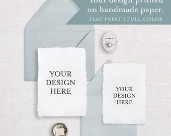 Your design digitally printed on handmade paper, deckled edge paper, custom printing, handmade paper printing, wedding invitation printing
