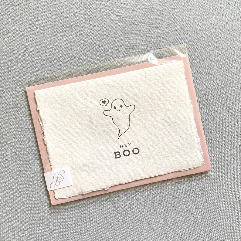 Hey Boo // ghost card, halloween card, funny card, cute ghost, boo, handmade paper card image 3