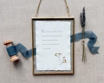 Love Quote Letterpress Print on Handmade Paper with Pressed Flowers