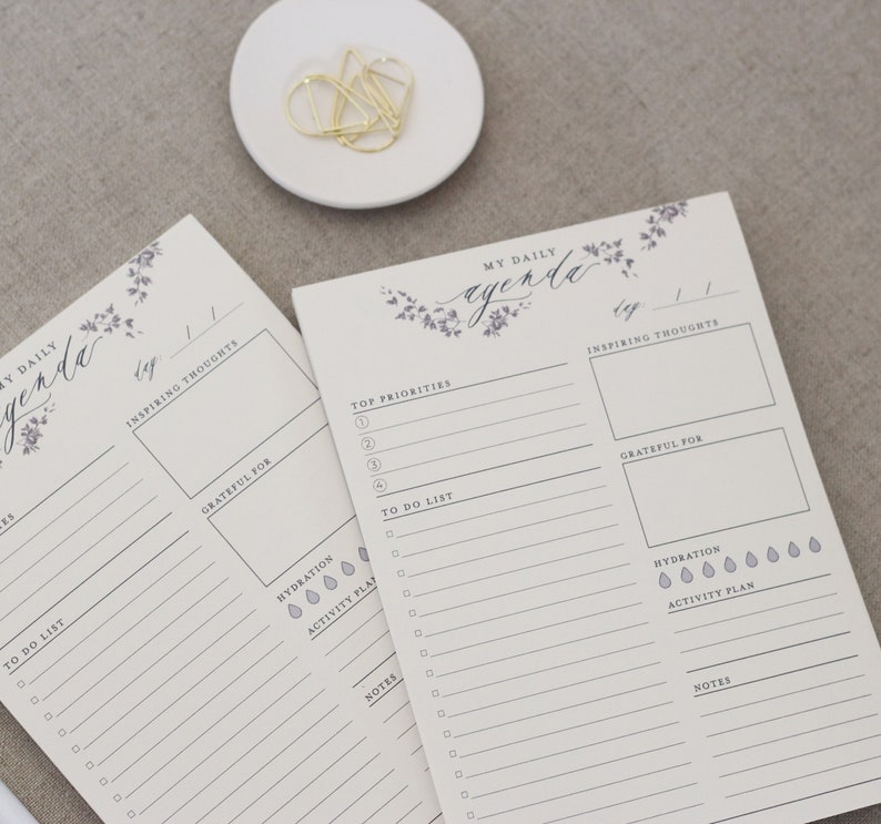 Daily Agenda // Daily Planner, Gratitude Planner, Inspiration Notepad, Wellness Planner, Self Care, Task Organizer, Desk Organization image 4