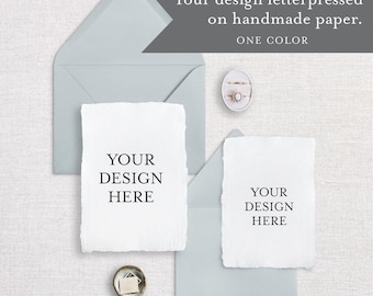 Your design letterpress printed on handmade paper, wedding printing