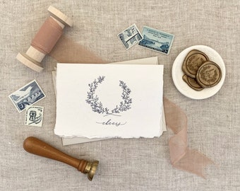 Carte bordo Deckled - Carta Allegria, Carta fatta a mano, Cancelleria, Corona, Biglietto di ringraziamento, Set di carte, 6 carte piegate, Carta 3.5x5 con busta