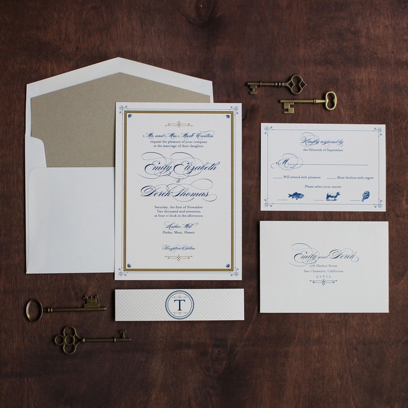 Elegant Invitation Vintage Book Invitation Art Deco Wedding Invitation Sophisticated Invitation Great Gatsby Invitation DEPOSIT
