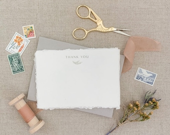 Carta fatta a mano, biglietto di ringraziamento, ramo minimo, biglietto di auguri, biglietti con bordo strappato, carta con bordo frastagliato, cancelleria, 10 biglietti piatti 4x6 con busta