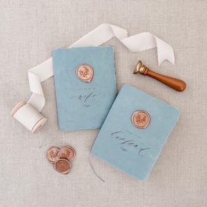 Vow Books, Wax Seal, Handmade Paper Vow Book, His and Hers Vow Books, Wedding Vows, Wedding Gift, Handmade paper, Deckled Edge Paper