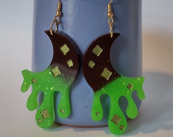 Mint chocolate melty moon earrings