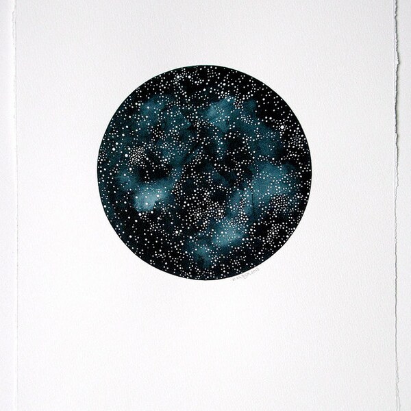 Nombre imaginaire cherche-étoiles 8 - grande Original Aquarelle peinture contemporaine - Art astronomie, Constellations - Natasha Newton