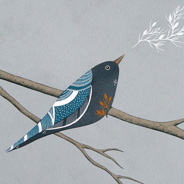 VENTE - dernier - les fantômes de leurs défunts feuilles 4-8 x 10 Archives Art Print - oiseau contemporain peinture - par Natasha Newton