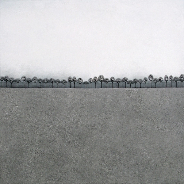 Intermission 2 - Archives 8 x 8 Art Print - peinture contemporaine - minimaliste paysage d’hiver - par Natasha Newton
