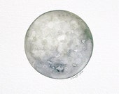 Luna 4 - Original Contemporary Minimalist Watercolor Moon Painting - by Natasha Newton