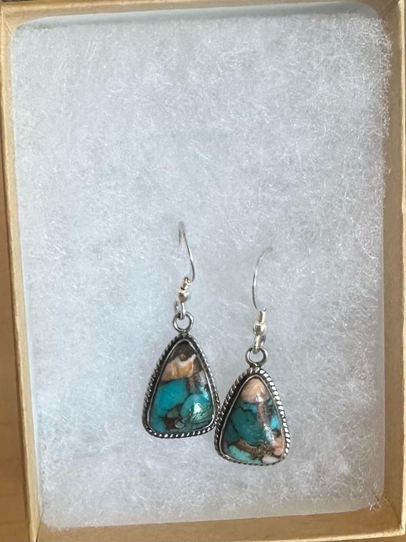 Vintage Gorgeous  Turquoise Triangular Hanging Dr… - image 8