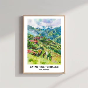 Batad Rice Terraces Watercolor Print: Philippines Travel Poster (Digital Download)