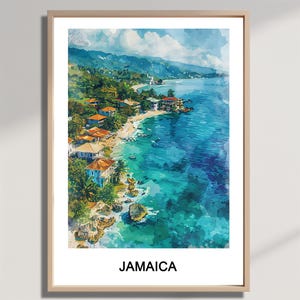 Jamaica Travel Print Wall Art Jamaica Wall Hanging Watercolor Home Décor Gift Art Lovers Wall Art Caribbean Travel Downloadable Poster Gift