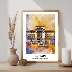 Buckingham Palace, London, England: Watercolor Print, Travel Poster, Wall Art Memories, Printable Art, Downloadable Art, Housewarming Gift