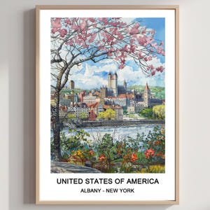 Albany New York State Capital USA Travel Print Wall Art Albany Wall Hanging Home Décor New York Art Lovers Gift Downloadable Watercolor Art