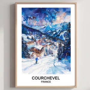 Courchevel France Ski Resort Watercolor Art Print (Digital Download