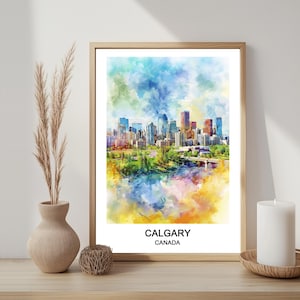 Calgary, Alberta, Canada: Watercolor Print, Travel Poster, Wall Art Memory, Printable Art, Downloadable Art, Wall Print, Housewarming