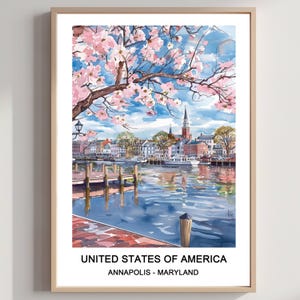 Annapolis Maryland State Capital USA Travel Print Wall Art Annapolis Wall Hanging Home Décor Maryland Art Lovers Gift Download Watercolor