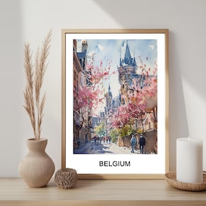 Belgium, Europe, Watercolour Illustration, Travel Memories, Downloadable Art, Home & Office Decor, Printable Wall Art, Gifts for Him or Her