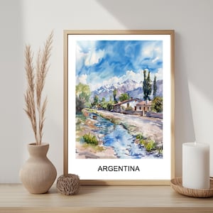 Argentina, Watercolour Poster, Downloadable Art, Printable Wall Art, Home and Office Decor, Digital Art Download, Gift for Him, Gift for Her