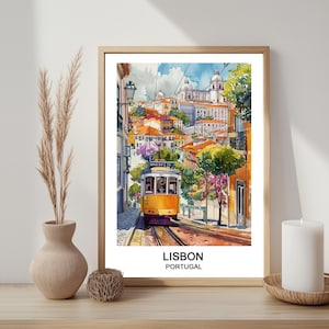 Lisbon Portugal Watercolor Art Print: Europe Travel Poster (Digital Download)