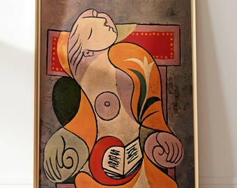La Lecture: 1932 Cubism Classic Wall Art by Pablo Picasso Spanish Expatriat Painter