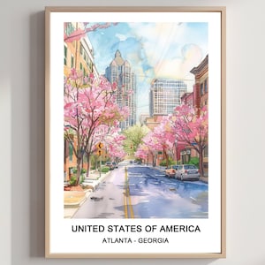 Atlanta Georgia Watercolor Travel Print: USA Wall Art (Digital Download