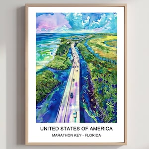 Marathon Key Florida Watercolor Print: The Florida Keys Wall Art (Digital Download)