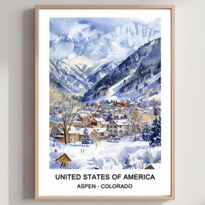 Aspen Colorado Watercolor Print: USA Travel Poster (Digital Download)