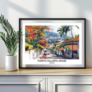 Puerto Vallarta Cruise Watercolor Print: Mexico Travel Art (Digital Download)