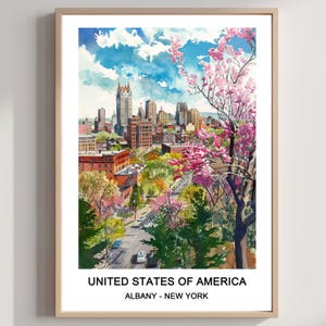 Albany, Nova York, Capital do Estado, EUA, Impressão de Viagem, Arte de Parede, Albany, Decoração de Parede, Nova York, Amantes da Arte, Presente, Arte em Aquarela para Download