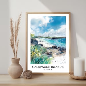 Galapagos Islands Watercolor Print: Ecuador Travel Poster (Digital Download)